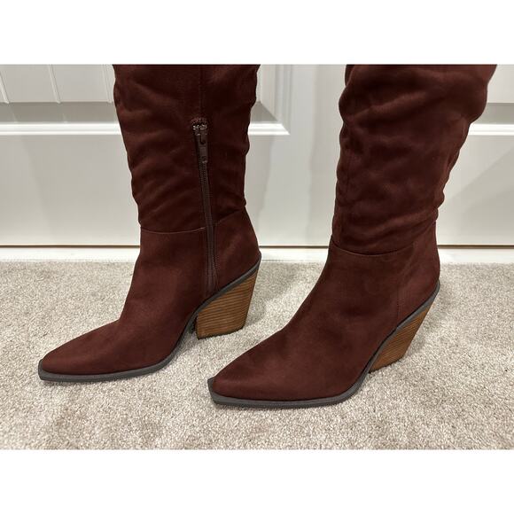 Charles David Wire Tall Boots Brown Microsuede Size 7 NWOB Textile Upper Fall - Picture 7 of 15